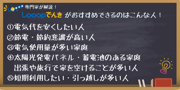 Looopでんきがおすすめできる人一覧