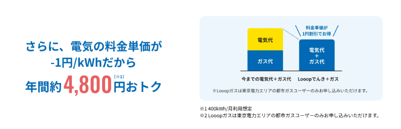 Looopでんき＋ガスで電気代割引