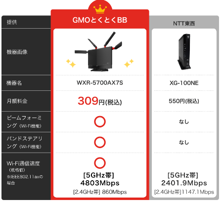 ドコモ光×GMOとくB｜309ルーター