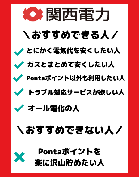 関西電力がおすすめできる人とおすすめできない人の紹介