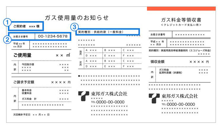 ガスの検針票サンプル