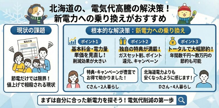 電気代が高い北海道だからこそ新電力への乗り換えがおすすめ！乗り換えた人の実際の声