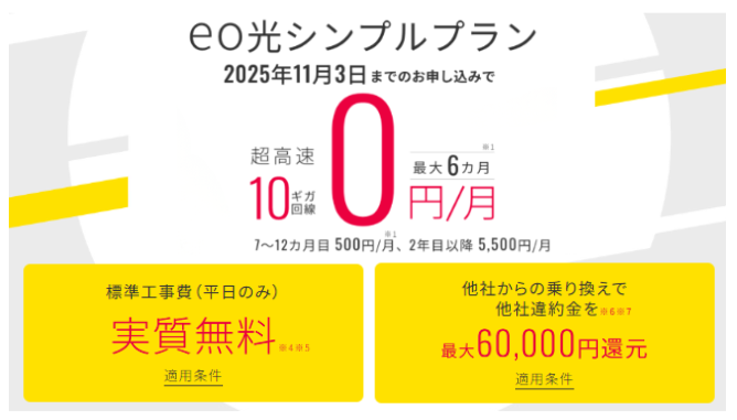 eo光シンプルプラン 6ヶ月0円