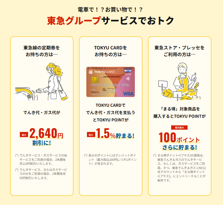 東急でんき＆ガス 東急グループサービスでおトク