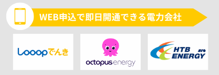 WEB申込で即日開通できる電力会社