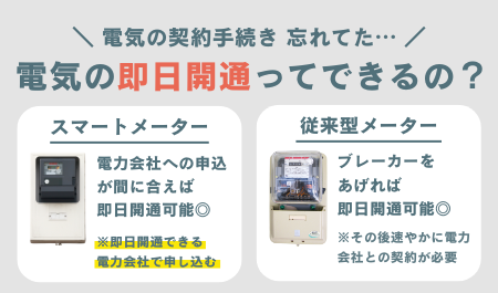 電気の即日開通はできる