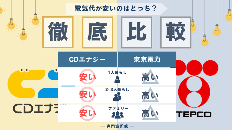 CDエナジーダイレクトと東京電力はどっちが安い？電気料金やガスセット料金を徹底比較