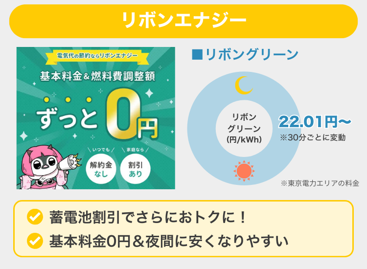 リボンエナジー リボングリーン 概要（蓄電池あり）