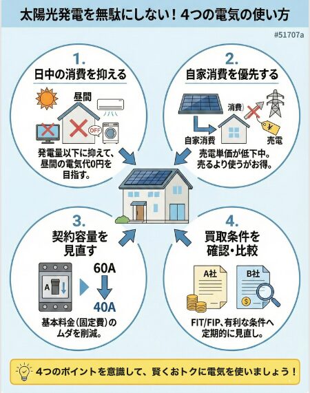 太陽光発電を無駄にしないための4つのポイント