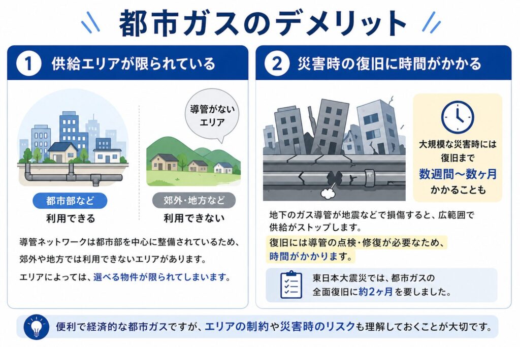 都市ガスのデメリット